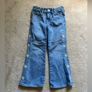 GAP Blue Flare Jeans with Daisy Embroidery Size 5